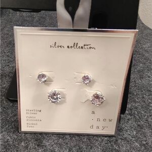NWOT Target Silver Collection Cubic Zirconia Earrings